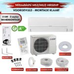 Zelfbouw Airco 5kw MITSUBISHI met 3m MUUR montage set MUZ-HR50VF_MSZ-HR50VF