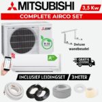 3,5kw Mitsubishi Airco 3 meter Wand Installatie set MUZ-HR35VF_MSZ-HR35VF