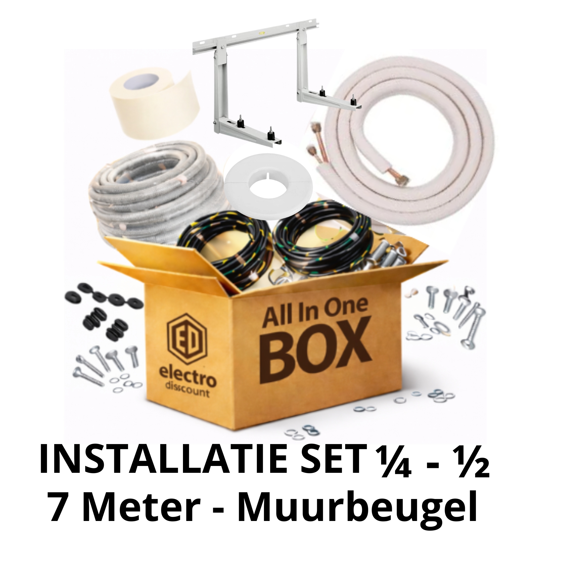 7 meter Airco installatieset 1_4 – 1_2 met muurbeugel 7 meter met muurbeugel Airco installatie set 1/4 - 1/2 (5KW) (Copy) - Image 1