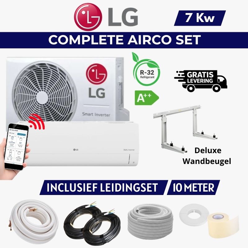 LG AIRCO 7KW 10 METER WANDBEUGEL SET LG S24EC Airco Set 7 Kw 24000 btu – Compleet met 10m Wandmontage Set - Image 1