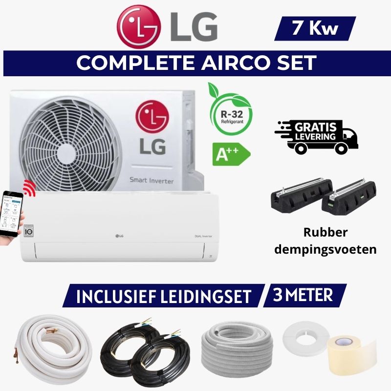 LG AIRCO 7KW 3 METER RUBBER VLOER LG S24EC Airco Set 7 Kw 24000 btu – Compleet met 3m Rubberen voeten - Image 1