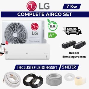 LG S24EC Airco Set 7 Kw  24000 btu – 5M Compleet met Rubberen voeten