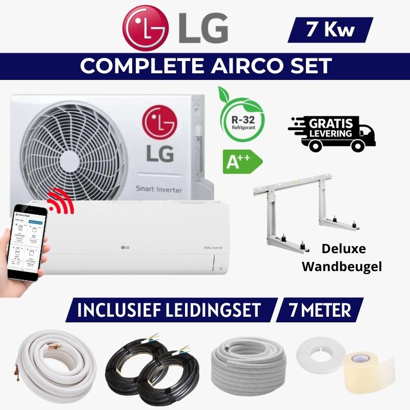 LG AIRCO 7KW 7 METER WANDBEUGEL SET LG S24EC Airco Set 7 Kw 24000 btu – Compleet met 7m Wandmontage Set - Image 1