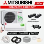5kw Mitsubishi Airco 3 meter VLOER Installatie set MSZ/MUZ-HR50VF Wifi