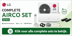 LG EZ12CYS 3,5 kW complete split airco set inclusief 10 meter leidingset, WiFi, R32 koudemiddel en rubber trillingsdempers.