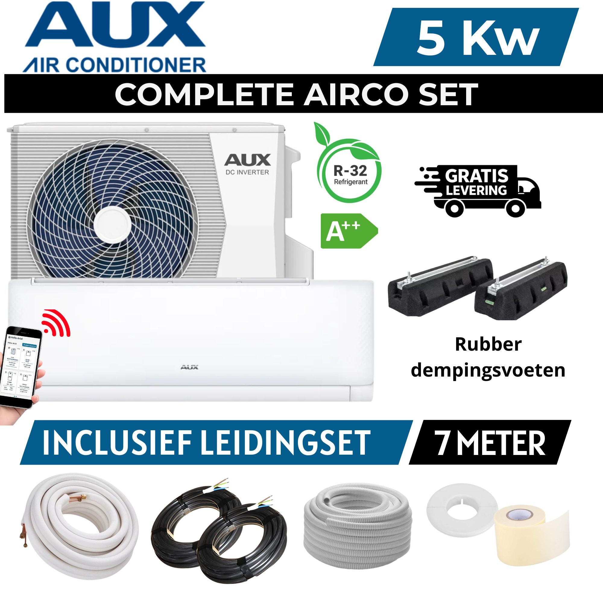 aux-airco-5kw-7-meter-met-rubber-blokken-complete-split-airco-set-wifi AIRCO PROMOTION